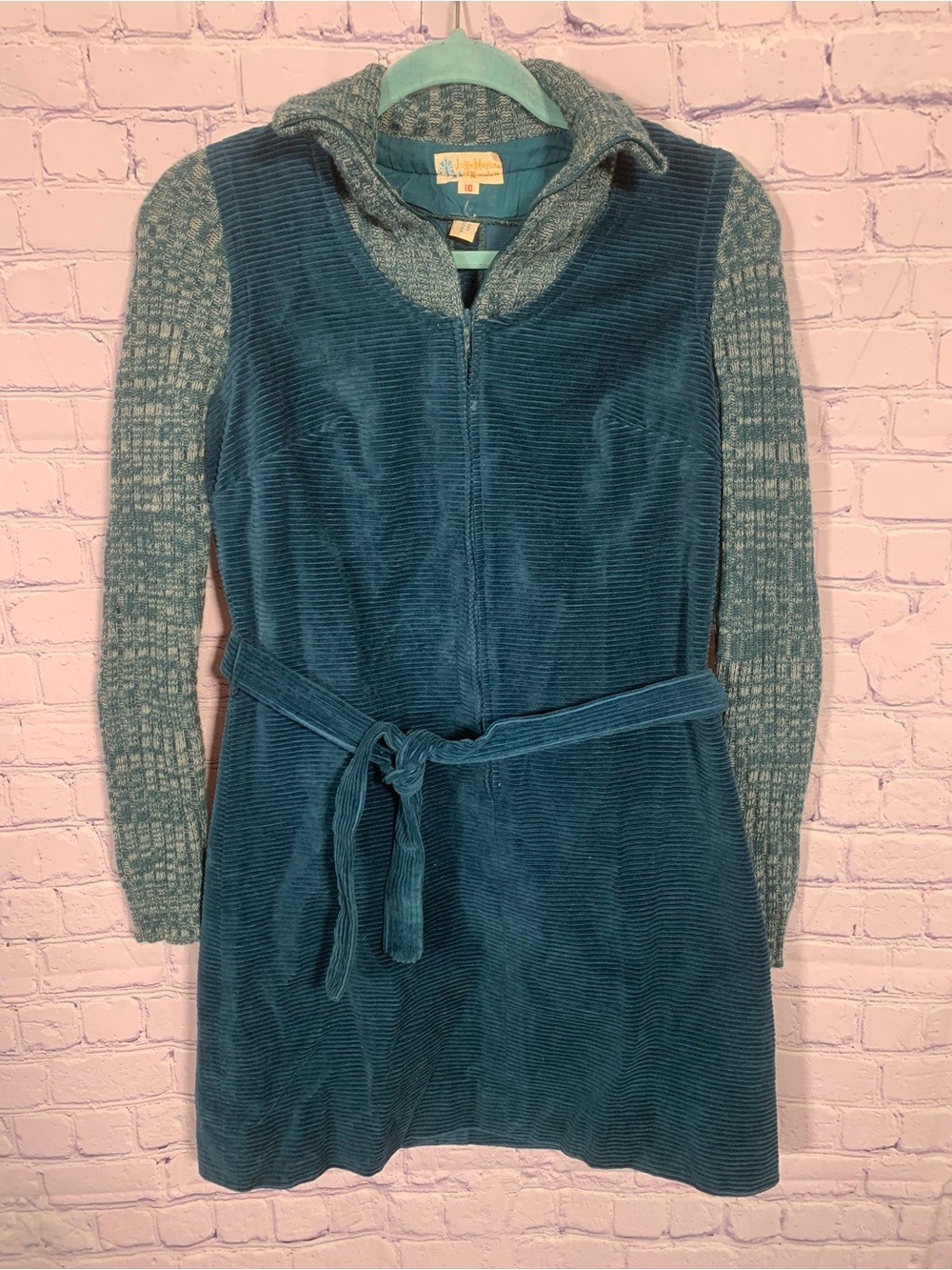 John Meyer of Norwich Womens VTG Corduroy Sweater Mini Dress Teal Size 10 Grunge